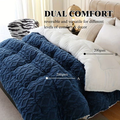 1pc Luxurious Taffeta Comforter, Extra Thick And Soft Plush Sherpa, Double-sided Thick, 500gsm Filling Extra Thick Warm For Autumn And Winter, Gift, Home Decor
