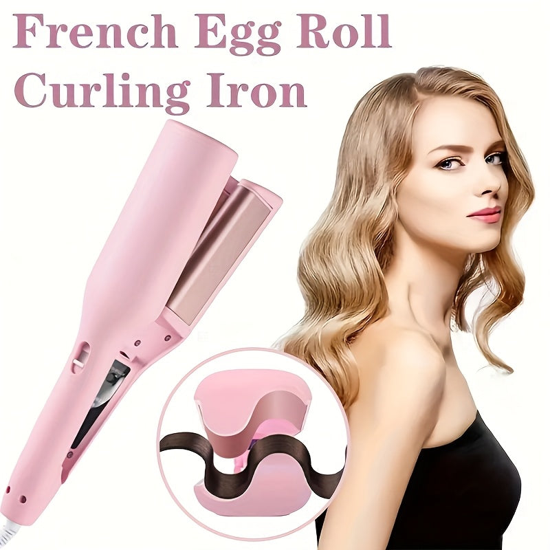 [US Standard] Curling Iron, 32mm Deep U-shaped Wave Curler, Fast Heating, Adjustable Temperature, Anti-Scald Design - Pink/Purple, Ideal Holiday and Valentine's Day Gift, Salon-Grade Styling Tool, Can Create Long-Lasting Waves