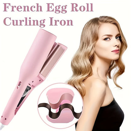 [US Standard] Curling Iron, 32mm Deep U-shaped Wave Curler, Fast Heating, Adjustable Temperature, Anti-Scald Design - Pink/Purple, Ideal Holiday and Valentine's Day Gift, Salon-Grade Styling Tool, Can Create Long-Lasting Waves