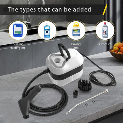 High Temperature Pressurized Steam Cleaner Handheld Portable Steam Cleaning Machine Set with Brush Heads & Glass Scraper - Multi-Surface for Kitchen, Bathroom, Furniture, Car & Tile Grout, Multiple Colors