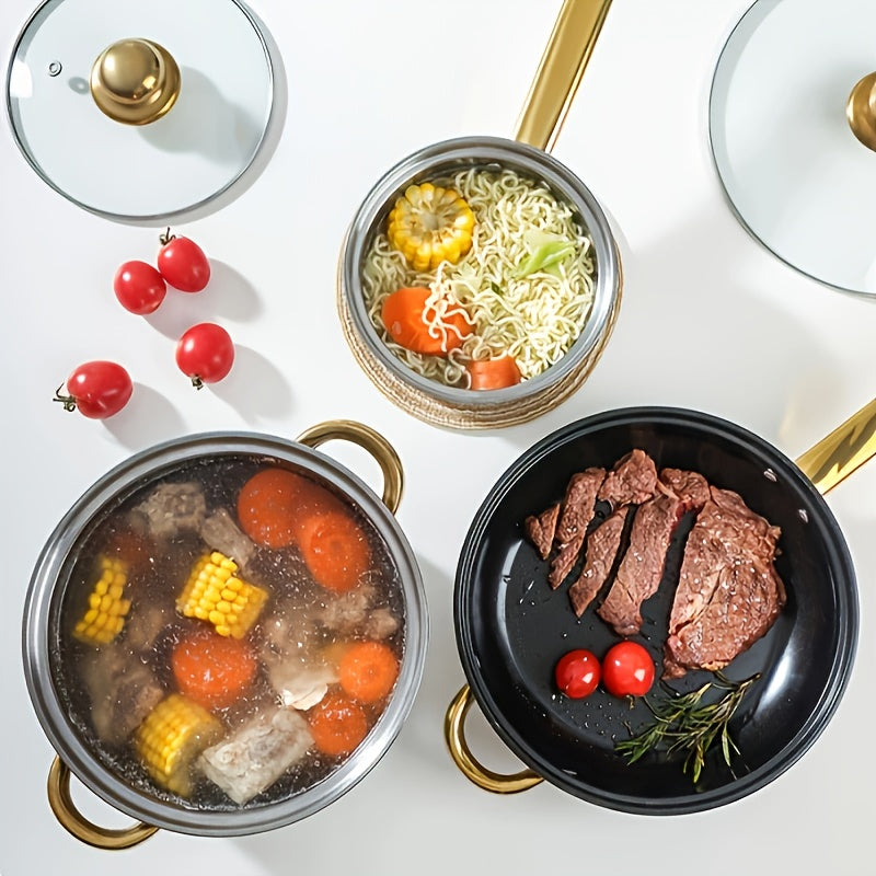 1/10/12pcs Pots And Pans Cookware Sets, Non-stick Cookware Set, Heat-resistant, FryingPan, Saucepan, StewPot, Multifunctional, Stylish, Durable, Suitable for All Stoves, Pot Sets for Kitchen for Cooking Non Stick