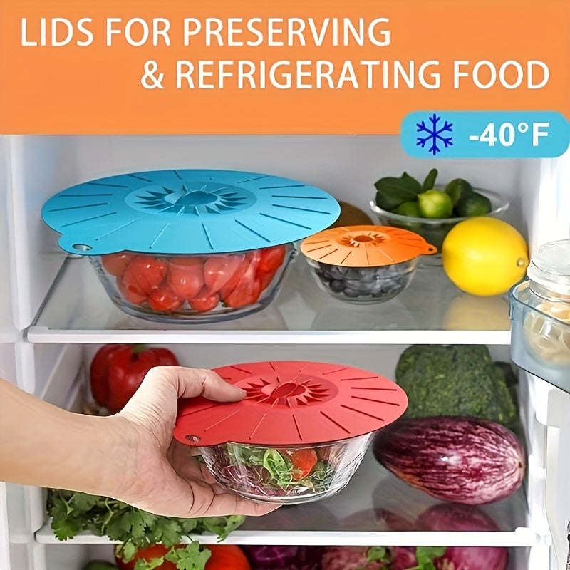 7 Pack Silicone Lids for Bowl Silicone Microwave Splatter Cover with 5 Sizes Reusable Heat Resistant Lids Fits Cups, Bowls, Food Storage, Plates, Pots, Pans, Fridge Dishwasher Safe, BPA Free