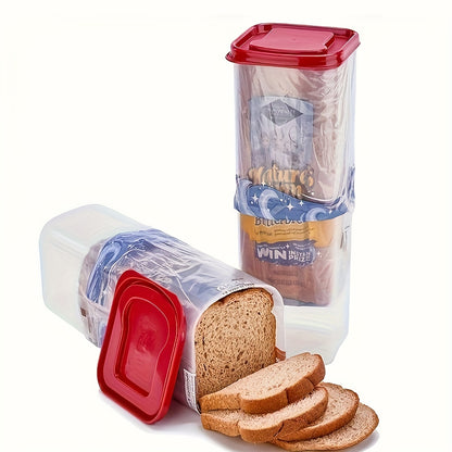 1pc Leak-proof and Reusable Plastic Storage Container | Multifunctional Transparent Sealing Box for Bread, Toast, Fruits, and Vegetables | Flip Top Closure, Rectangle Shape, Kitchen Storage and Additions