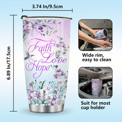 1pc, Hummingbird Flower Vacuum Insulated Travel Coffee Tumbler For Mother Grandma, Present For Mama Mom Sister Daughter, Birthday Valentines Day Gift For Her