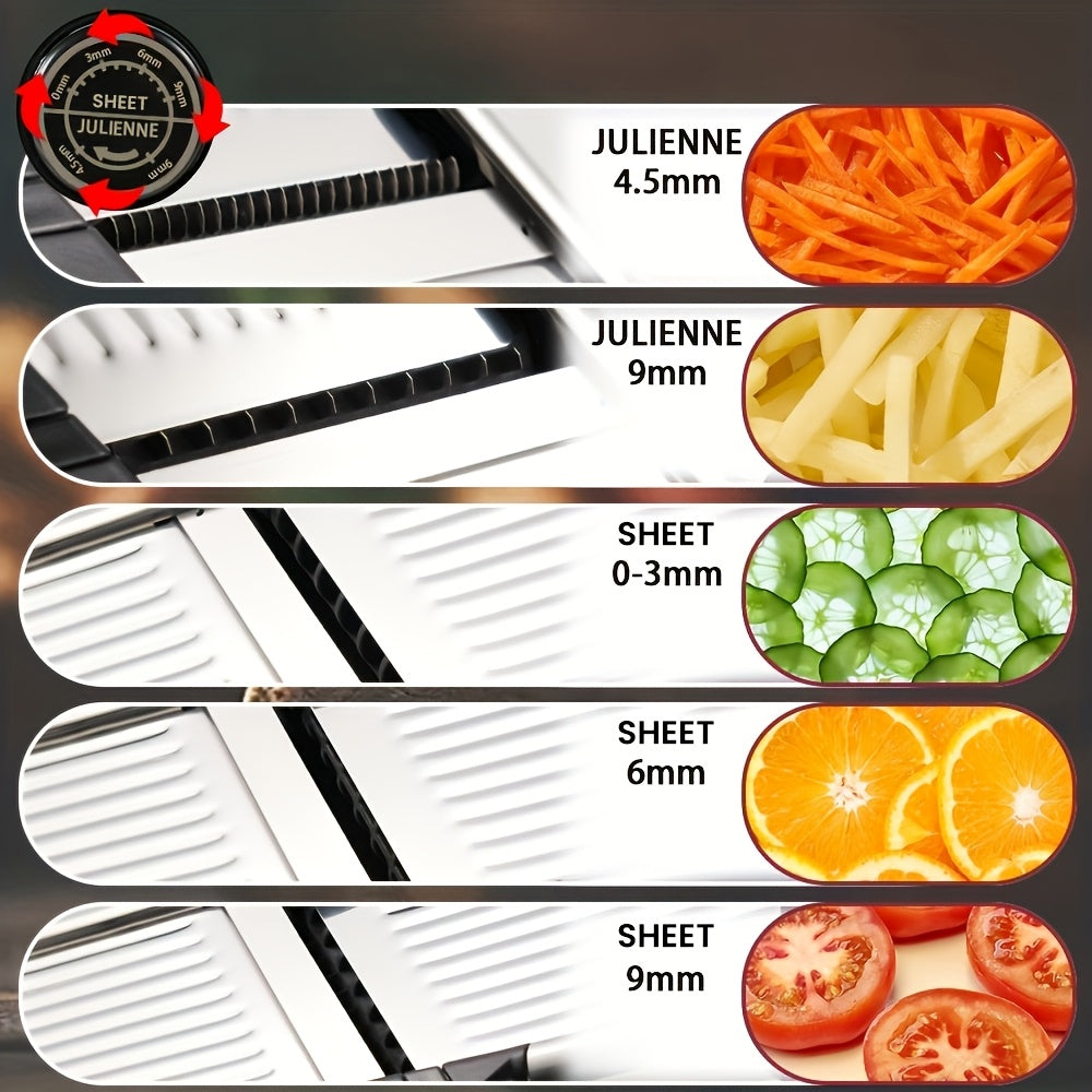 Professional Vegetable Slicer Stainless Steel Vegetable Slicer | Adjustable Mandoline Slicer Blades Offers 5 Different Thickness Options - Onion Potato Carrot Cheese Fruits Veggies Grater Kitchen Accessories