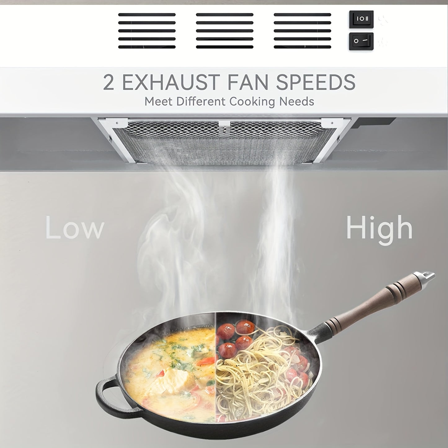[Stainless Steel Vent Hood] 30 Inch Under Cabinet Range Hood, Ducted/Ductless Convertible Kitchen Hood, Stainless Steel Vent Hood With LED Light, Under Cabinet Hood With 2 Speed Exhaust Fan, White/Black/Silver 3 Colors
