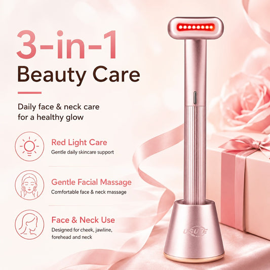 Red Light Therapy Facial Massager - Vibration & Negative Ion Skin Tightening Device for Acne Reduction, Wrinkle Removal & Eye Bag Treatment, Anti-Aging Face Care Beauty Tool for Women & Men