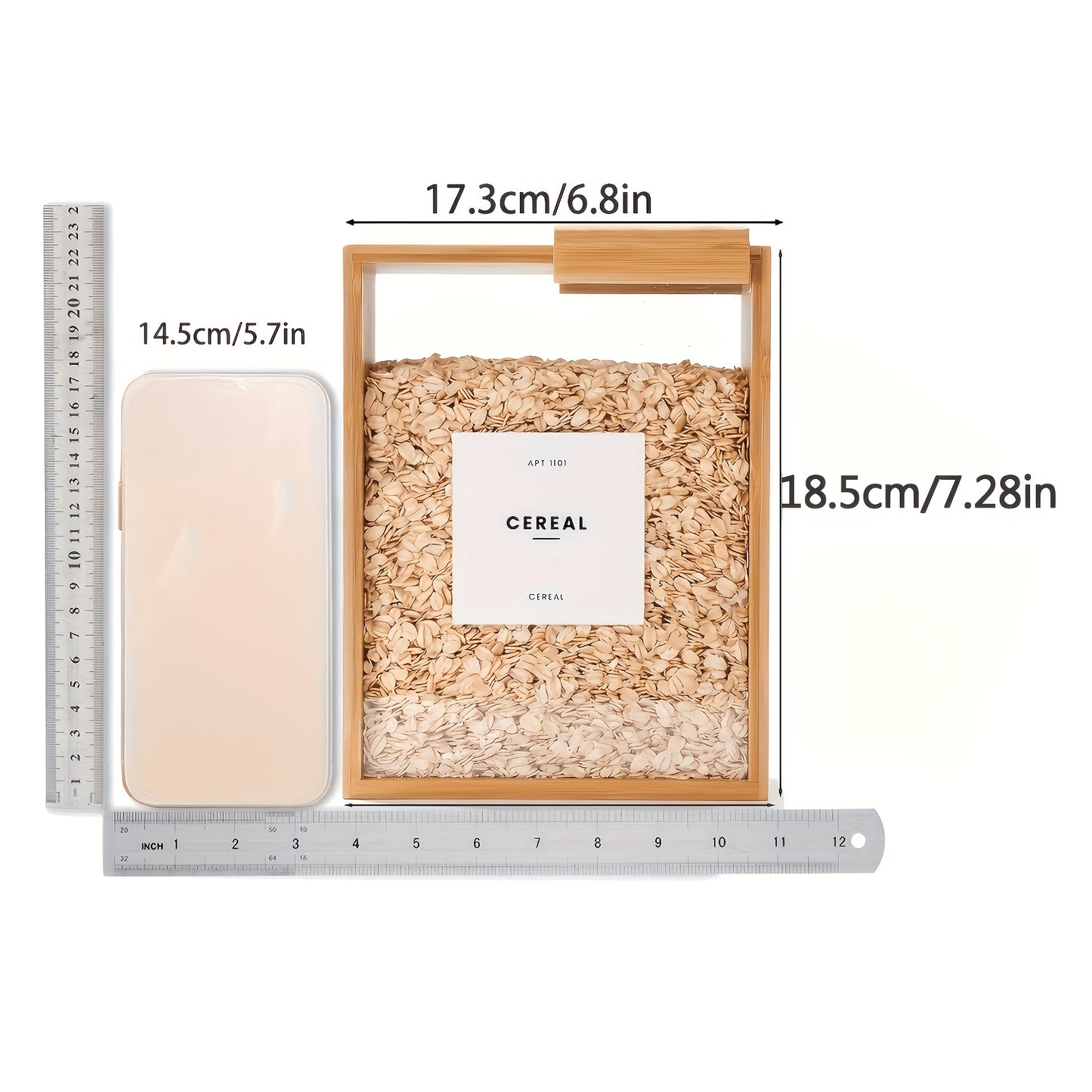 2pcs High Quality 101.44 Ounces Reusable Rectangular Kitchen Food Storage Boxes, Wooden Food Storage Boxes with Sliding Lids- Beans, Pasta, Cereals And More Housewarming, Mother'S Day
