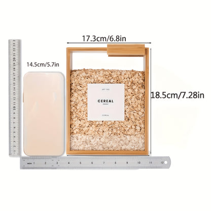 2pcs High Quality 101.44 Ounces Reusable Rectangular Kitchen Food Storage Boxes, Wooden Food Storage Boxes with Sliding Lids- Beans, Pasta, Cereals And More Housewarming, Mother'S Day