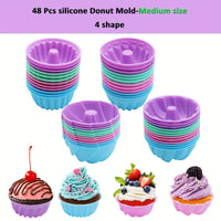 48-piece set of 4-shape medium donut molds [thread/woven/pumpkin/flower]