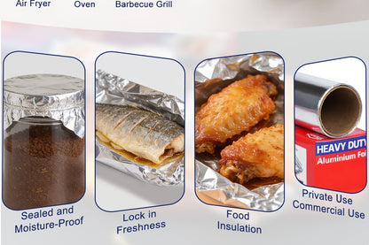 Heavy Duty Aluminum Foil Roll 12 Inch Wide 30 Sq Ft for Restaurant Food Packaging Grilling Cooking
