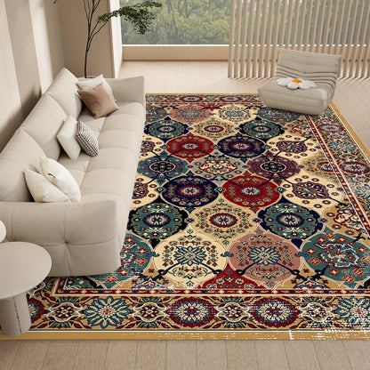 Area Rug Boho Vintage Washable Non-Slip Rug for Living Room Bedroom Traditional Woven Carpet Home Decor