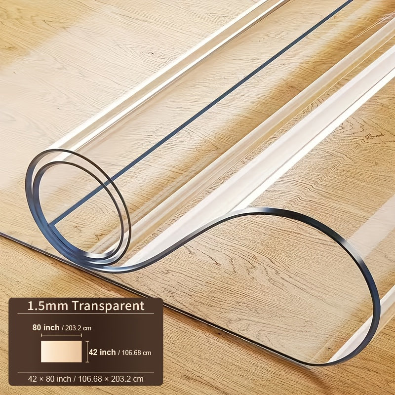 1pc 1.5mm Thick Rectangular Tablecloth, Transparent PVC Table Cover, Heat-resistant High-quality Scratch-resistant Table Cover, Hotel Restaurant and Coffee Table, Home Dining Device, Heat-resistant Cover, Protective Table Mat, High Quality Tablecloth