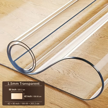 1pc 1.5mm Thick Rectangular Tablecloth, Transparent PVC Table Cover, Heat-resistant High-quality Scratch-resistant Table Cover, Hotel Restaurant and Coffee Table, Home Dining Device, Heat-resistant Cover, Protective Table Mat, High Quality Tablecloth