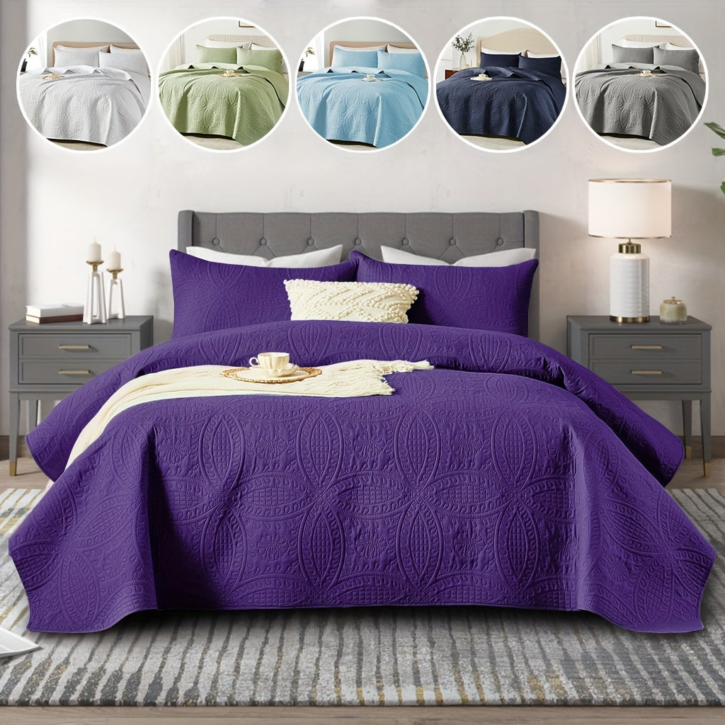 2/3pcs Quilt Set Bedspreads( Include 1 Quilt 1 Or 2 Pillowcases) Lightweight Microfiber Bedspread - Modern Style Coin Pattern Coverlet Soft And Skin-friendly Quilt Anti-allergy And Machine Washable Suitable For School Dormitories