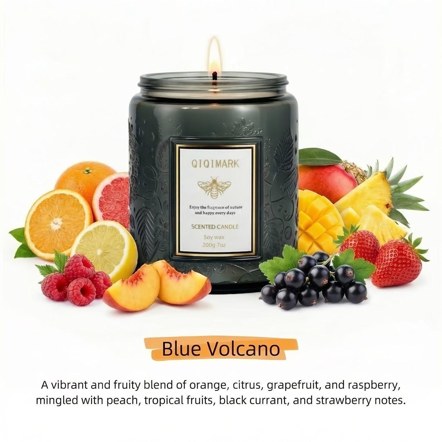 Scented Candle in Relief Glass Cup – Aromatherapy Home Fragrance with Crystal Embellishment, Single Wick, Multiple Scents – Jasmine, Tuberose, Amber, Sage & More