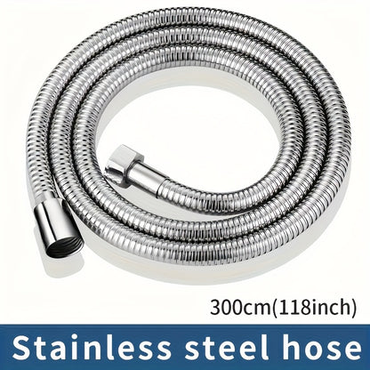 Flexible Stainless Steel Shower Hose Electroplated - Round Shape, Wall-Mounted Easy Install, for Rainfall Shower Heads & Sprayers, 59" / 78.7" / 118" Length Options, Chrome Finish
