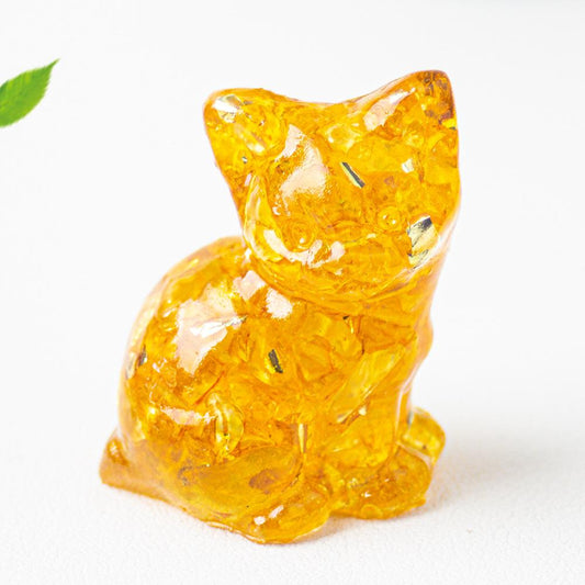 8pcs Of Crystal Resin Standing Cat Ornament[Random Mixed Color] DIY Jewelry Decoration Collectible Specimen Indoor Decoration Garden Party Beach Party Spiritual Crystal Hanging Decoration Perfect Holiday Gift