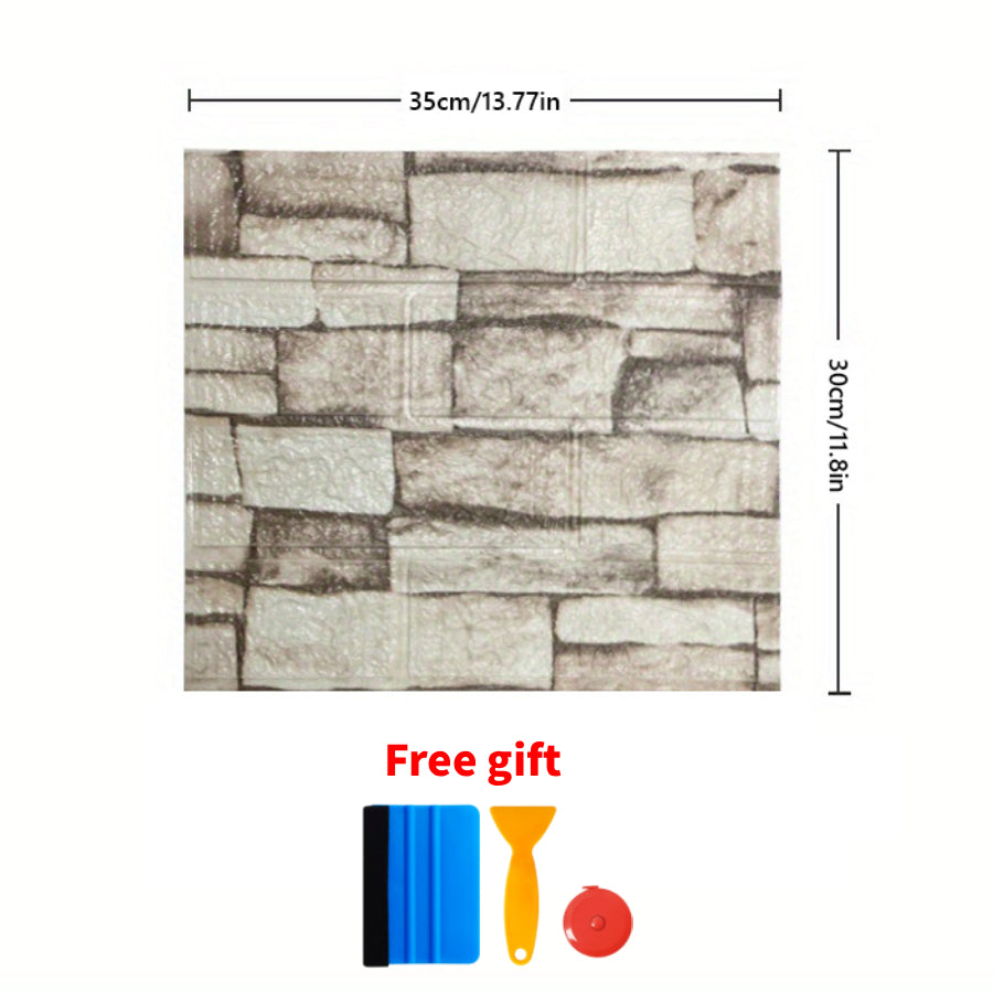50/100pcs Self-Adhesive 3D Wallpaper Panels - Peel & Stick Wood Grain Texture, Waterproof PVC Foam Sheets, Easy Clean Anti-Collision Mural for DIY Renovation ( & Wall Compatible, Cut-to-Fit Design)