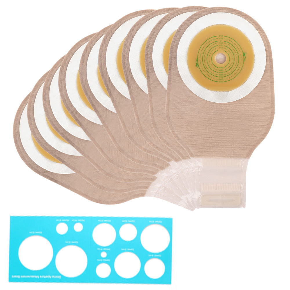 Colostomy Bags One-Piece Drainable Ostomy Pouch Cut-to-Fit Stoma Bags for Adults Odor-Proof Leak-Proof Ostomy Supplies Comfortable Wear Skin-Friendly Adhesive Flange 20 Pack Value Set