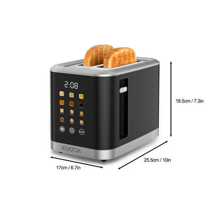 [Compact Toaster] 2 Slice Toaster Stainless Steel with LED Display, Extra Wide Slots, 6 Shade Settings, Defrost, Reheat, Cancel, Removable Crumb Tray - Compact Toaster for Bagels And Waffles