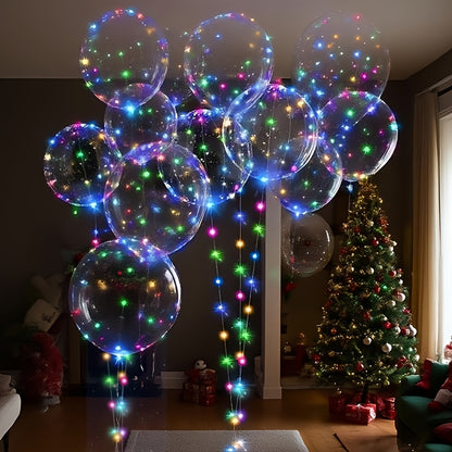 20pcs (10pcs LED Lights with 10pcs 20inch LED Light Up Bobo Balloons)String Lights Transparent Balloons for Birthday Wedding Christmas Party Easter Mother's Day Graduation Decor Decorations. 2*AA Batteries And Helium Not Included