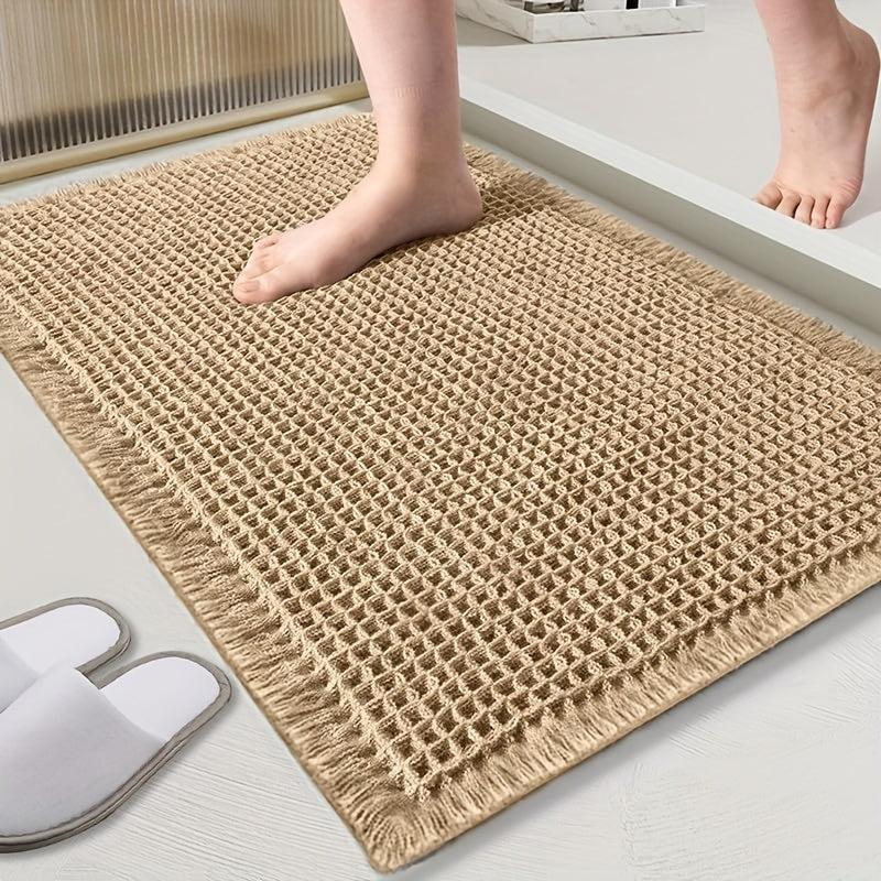Super Absorbent Non-Slip Bath Mats for The Bathroom Floor, Featuring Tassels And a Backing, Ultra-Soft And Machine Washable