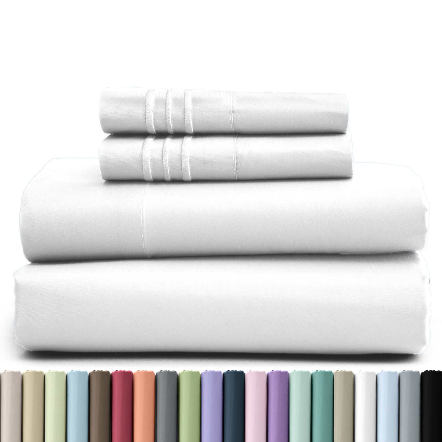 Hannah Bedding 4 Pieces Solid Colors Bed Sheets - 1800 Series Brushed Sheet Set With Pillowcases, Deep Pocket Bedding Set For Ultimate Comfort - Lightweight And Breathable Cooling Sheet Set - 16 Inches Deep Pocket