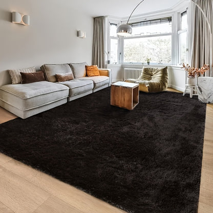 Fluffy Bedroom Rug Carpet Shaggy Fuzzy Rugs for Bedroom, Soft Rug for Room, Thick Black Area Rugs for Living Room, Cute Room Decor