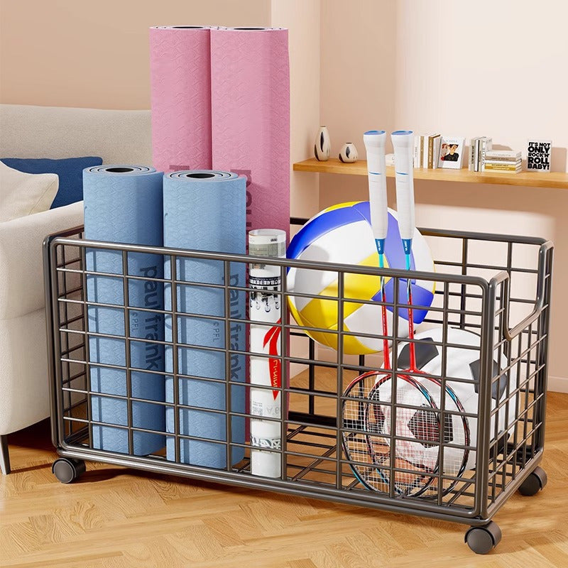 1pc Metal Storage Basket with Wheels, Multifunctional Organizer for Laundry, Bathroom and Kitchen, Without Lid, Home Organization Baskets, Boxes and Containers, Shelf Baskets