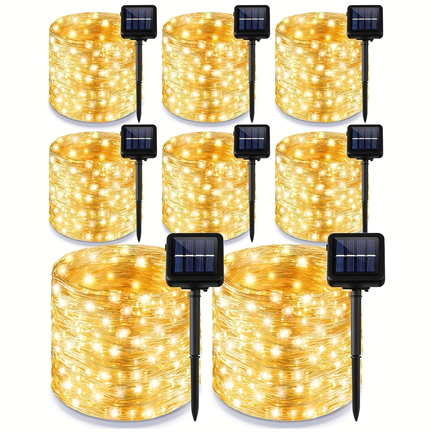 2/4/8 Pack Solar Fairy Lights, 330 LED Outdoor Solar Christmas Lights, 8 Modes Wire Solar Twinkle String Lights for Christmas Tree Wedding Party Garden Patio