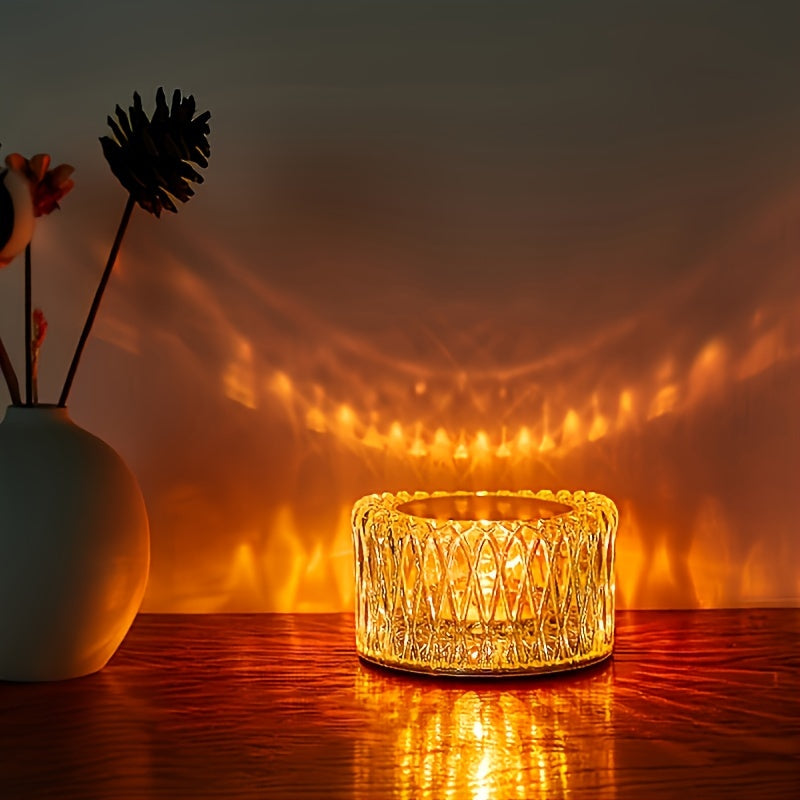 RGB LED Desk Lamp 16 Color Crystal Effect - Portable Battery Powered Night Light with Remote & Touch Control, 3-Level Dimming, Color Changing Mood Light for Bedroom Party Halloween Christmas Holiday Decor