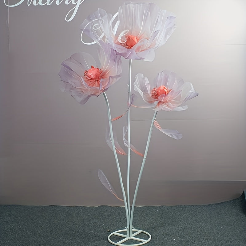 Artificial Silk Peony Flowers Giant Set of 3 Large Fake Flowers with Base & Branches for Wedding, Birthday Party, Home Decor & Window Display – 8 Colors