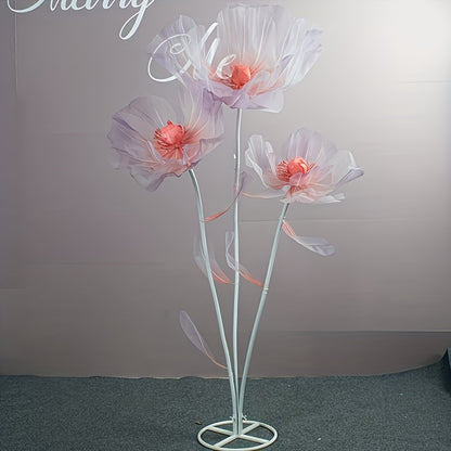Artificial Silk Peony Flowers Giant Set of 3 Large Fake Flowers with Base & Branches for Wedding, Birthday Party, Home Decor & Window Display – 8 Colors