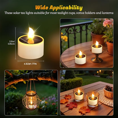 4/6/12pcs Solar Candle Outdoor Waterproof IP44, LED Flameless Solar Tealight Candle with Dusk to Dawn Sensor for Outdoor Window Lanterns Balcony Garden Terrace Decoration