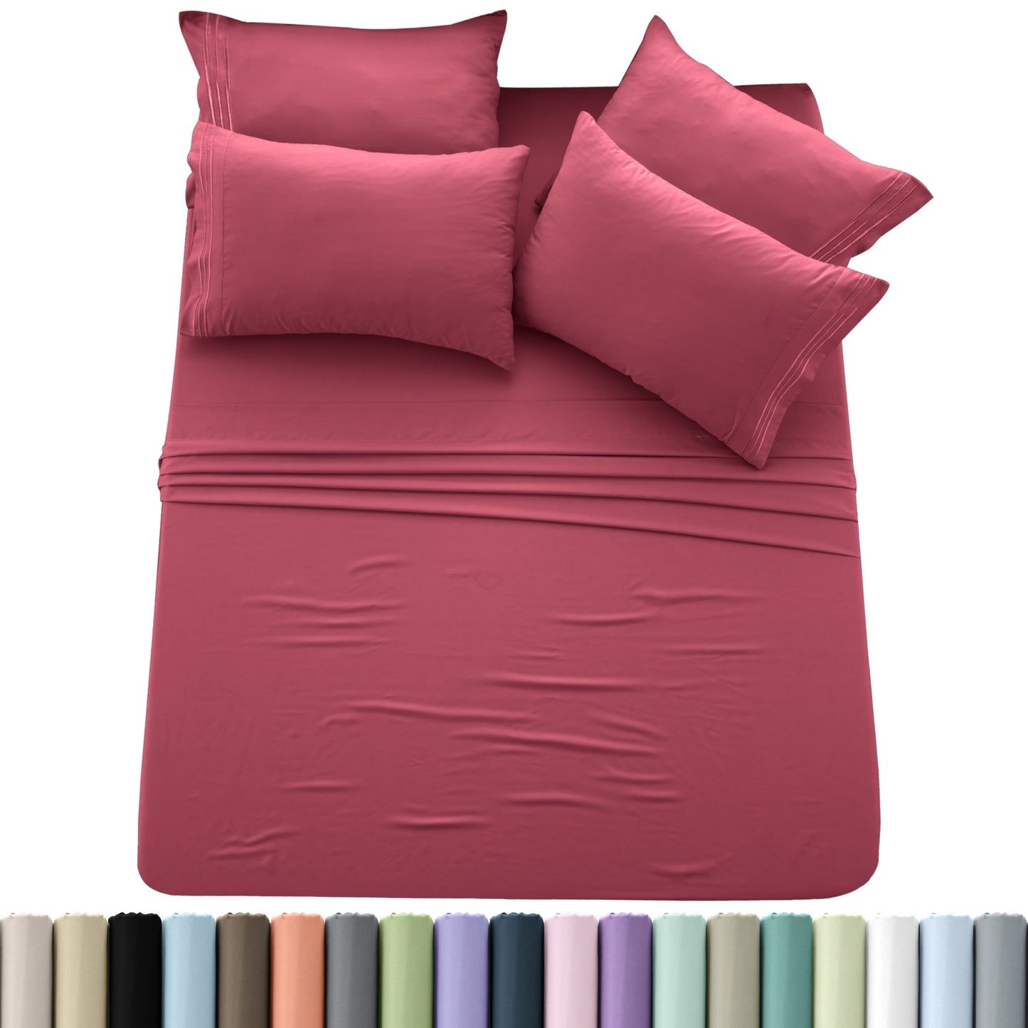 Hannah Bedding 6-PieceSheet Set – Soft Brushed 100% polyester, 20 Vibrant Colors, 6 Different Sizes – Stylish, Comfortable & Fade-Resistant