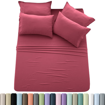 Hannah Bedding 6-PieceSheet Set – Soft Brushed 100% polyester, 20 Vibrant Colors, 6 Different Sizes – Stylish, Comfortable & Fade-Resistant
