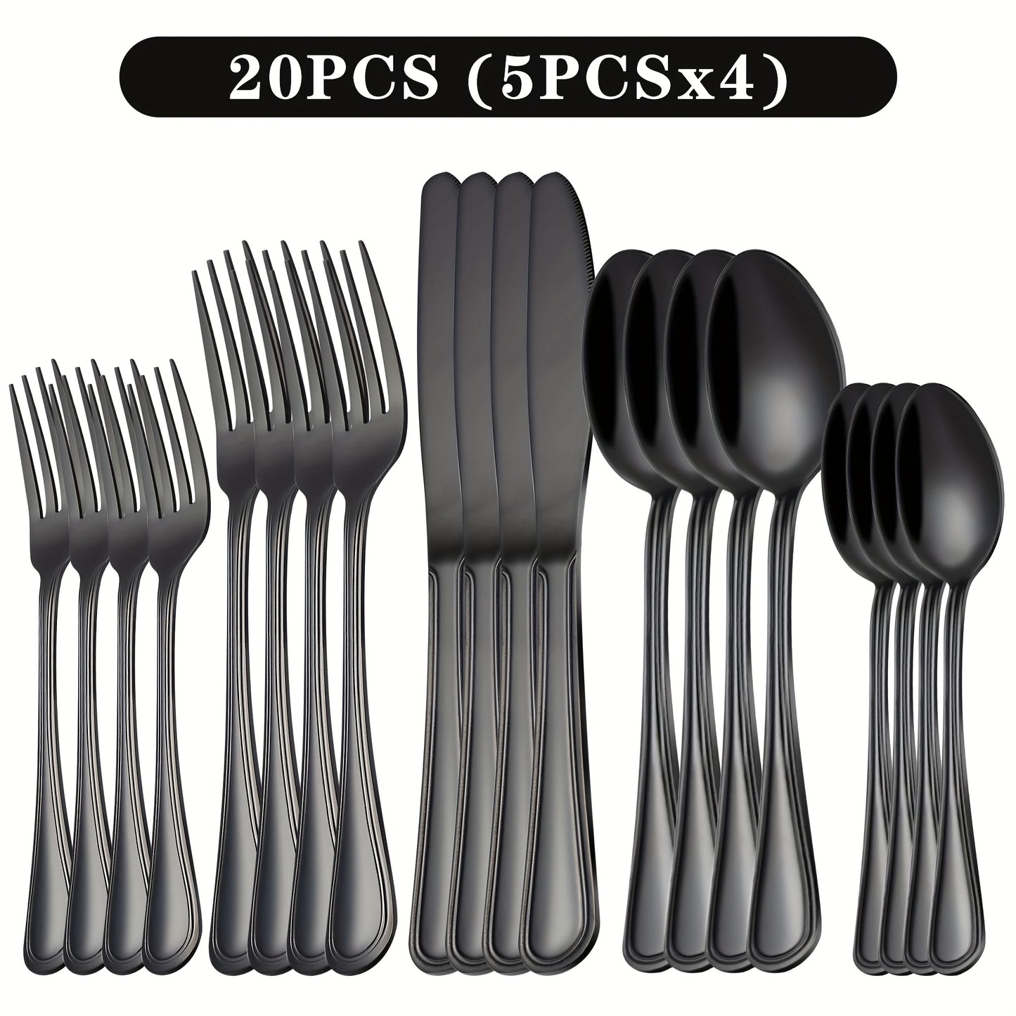 Stainless Steel Flatware Cutlery Set, 20/22/40/60/72pcs For 4/8/12, Silvery/Black, For Home Kitchen Restaurant Hotel, Kitchen Utensils Set, Mirror Polished, Dishwasher Safe, Perfect For Gifts And Weddings.Local Warehouse, Father'S Day Gifts