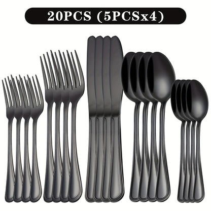 Stainless Steel Flatware Cutlery Set, 20/22/40/60/72pcs For 4/8/12, Silvery/Black, For Home Kitchen Restaurant Hotel, Kitchen Utensils Set, Mirror Polished, Dishwasher Safe, Perfect For Gifts And Weddings.Local Warehouse, Father'S Day Gifts