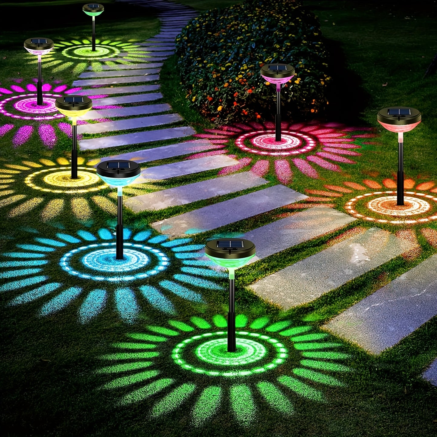 Solar Outdoor Lights 6 Pack - IP44 Waterproof LED Garden Lights with Smart Light Sensor, 2-in-1 Color & Warm White, Solar Powered Landscape Lights for Patio Yard Lawn Path Sidewalk Christmas Decor