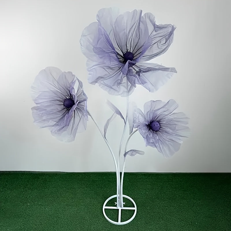 Artificial Silk Peony Flowers Giant Set of 3 Large Fake Flowers with Base & Branches for Wedding, Birthday Party, Home Decor & Window Display – 8 Colors