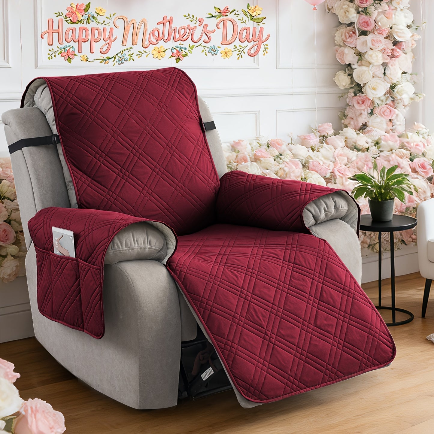 1pc 100% Waterproof Recliner Chair Cover, Non Slip Recliner Covers for Recliner Chair with Pocket, Pet Scratch-Resistant Sofa Slipcover, Washable Furniture Protector, Easy to Install for Living Room, Summer Home Decor, Father's Day Home Decorations