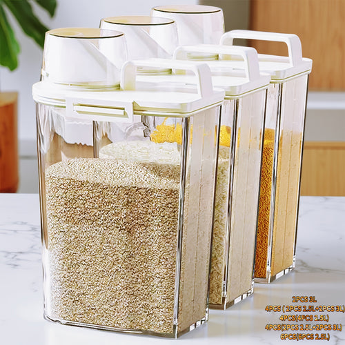 Airtight Food Containers, 2/4/6pcs Plastic Food Storage Containers with Lids - Extra Large Capacity Grain Storage Box - Measuring, Cup, Moisture And Leakproof Sealable Container - for Nuts, Flour, Rice, Portable Kitchen Organizer, Christmas Gift