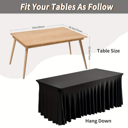 1pc/2pcs/4pcs Table Skirts, 4Ft/6Ft Table Cloth, Black/White Table Cloth Rectangle, for Rectangle Tables, Table Skirts for Rectangle Tables, Tulle Table Skirt, for Birthday, Graduation Ceremonies, Family Dinners, And Christmas