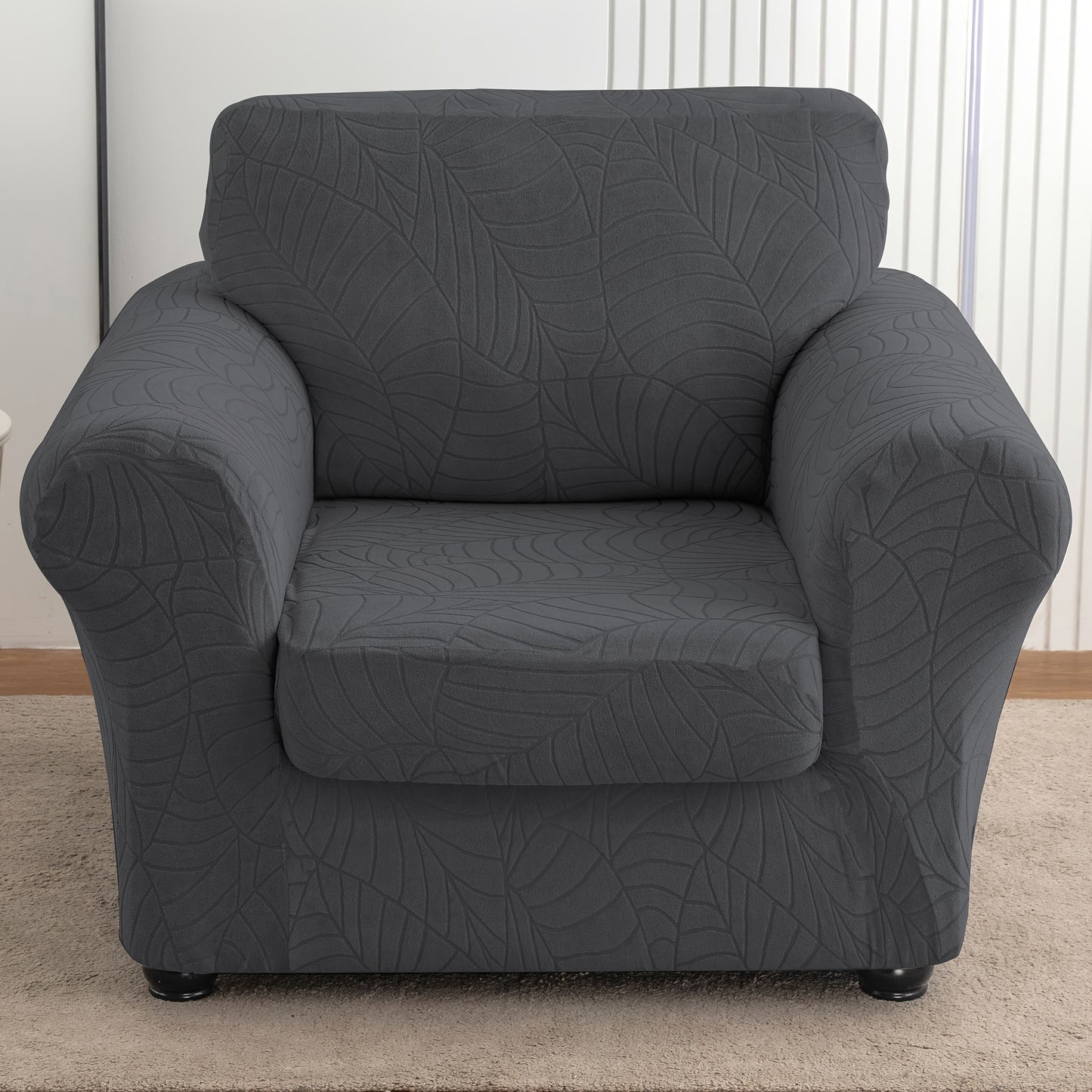 2pcs/Set Leaf Texture Jacquard Armchair Slipcover Stretch Armchair Cover with Seat Cushion Cover, Spandex Non-Slip Elastic Removable And Washable Sofa Cover Couch Slipcover for Home, Hotel, Banquet, Coffee Shop, Dining Room for Home Decor