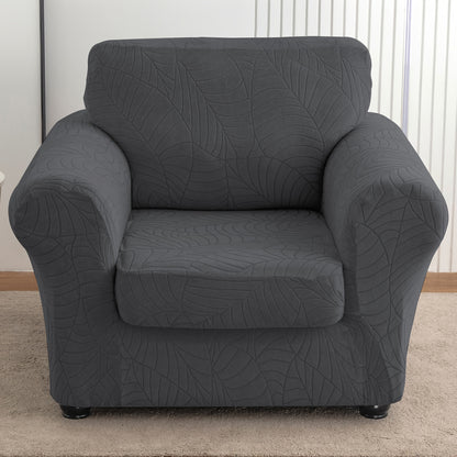 2pcs/Set Leaf Texture Jacquard Armchair Slipcover Stretch Armchair Cover with Seat Cushion Cover, Spandex Non-Slip Elastic Removable And Washable Sofa Cover Couch Slipcover for Home, Hotel, Banquet, Coffee Shop, Dining Room for Home Decor