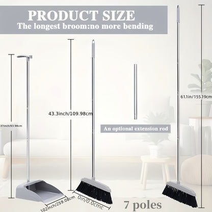 3-In-1 Foldable Broom with Dustpan Combo Set And 4-In-1 Floor Brush with Long Handle, 2-In-1 Efficient Cleaning Flexible Design Quick Dust Removal Dorm Room Essentials Good Helper for Home Office Cleaning, a Versatile Cleaning Tool Set