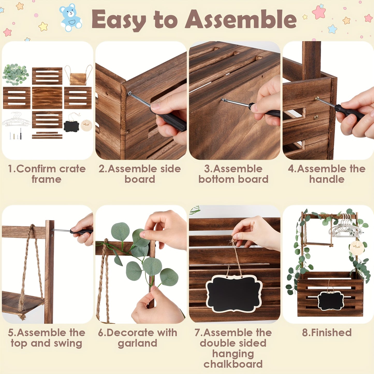 Christmas Party Suppliescustom Shower Gift Box - Wooden Keepsake Crate with Handle, Large Storage Basket for Shower Gifts, Hamper for Mom Dad Party Decor