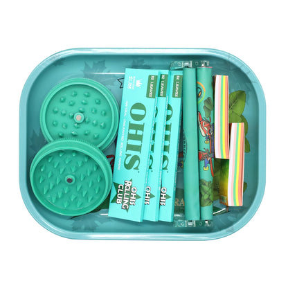 1 Set, Smoking Rolling Tray Set, With Metal Cigarette Tray (7.1x 5.5 Inches), 110mm Plastic Cigarette Maker, 110mm Slim Rolling Papers (3 Packs), 2 Filter Papers, Spices Grinder, Smoking Accessories, Complete Smoking Kit, Special Valentine'S Day Gift