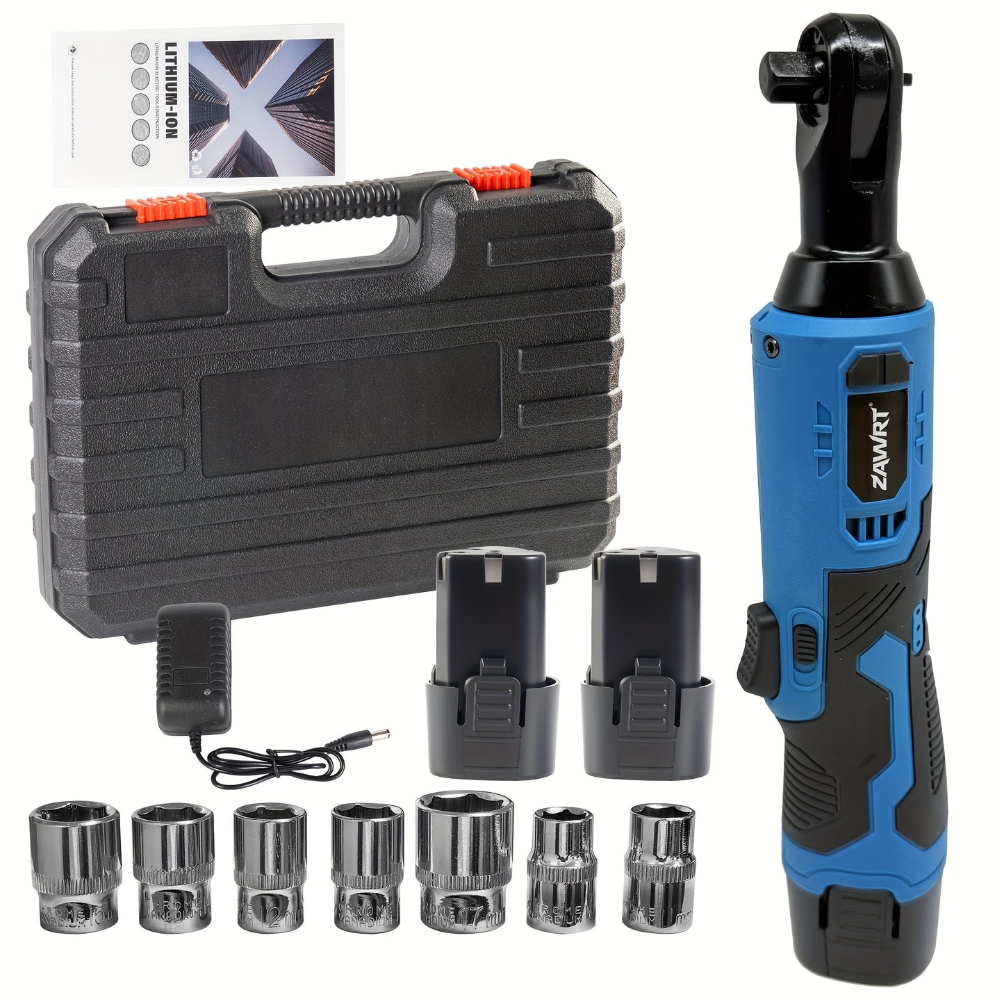 12V Cordless Electric Ratchet Wrench Set, 45Nm High Torque 3/8" Ratchet, Rechargeable High Torque Automotive Repair Angle Frame Installation Tool, Home Improvement Tool, Best Gift for the Family